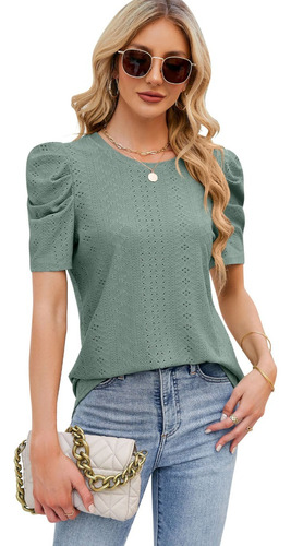 Blusa Casual Moda Manga Abullonada Blusa Para Mujer Elegante