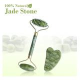 Rodillo Masaje Facial De Jade Gua Sha Rejuvenece Kit