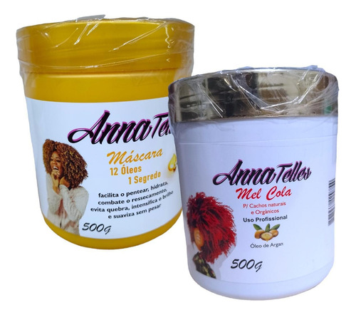 Kit Máscara 12 Óleos + Mel Cola 500g Argan Anna Telles