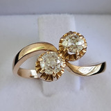 Anillo Compromiso Oro18k  Duo De Diamante 55 Puntos Talla 15