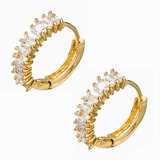 Arracadas Oro 18k Lam + Regalo Brillantes Swarovski Cristal