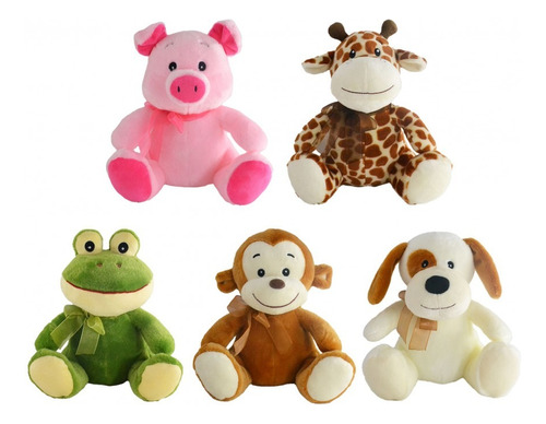 Peluche Animales Con Moño Sentados 23cm Woody Toys