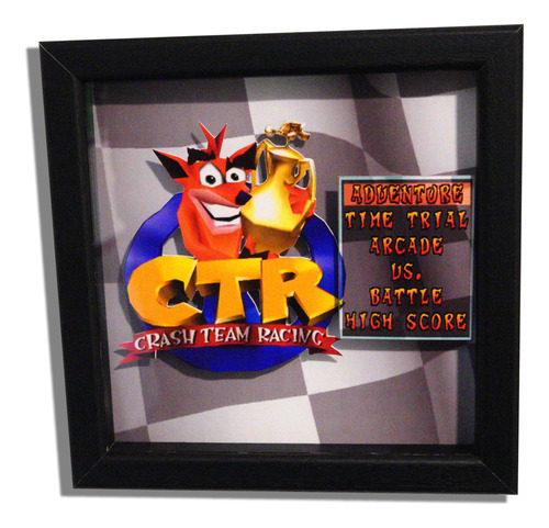 Crash Team Racing Cuadro 3d Bandicoot Ps1 Ps2 Retro Arte