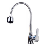 Llave Griferia Lavaplatos Flexible Doble Chorro Acero Inox 