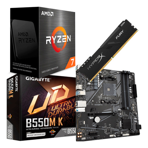 Kit Amd Ryzen 7 5700g  + Gigabyte  B550m -k + 8 Gb 3200