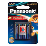 Pilha Alcalina Premium Panasonic Aaa Palito Cartela 4 Und