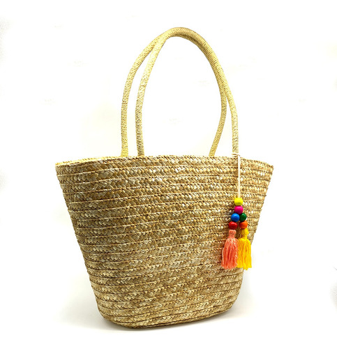 Bolsa Praia Feminina Palha Forrada Grande Estilo Saco