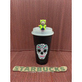 Set Vaso Glow Reusable Calavera Starbucks + Straw Topper