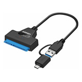 Cable Sata Usb Adaptador Tipo C Y 3.0 Doble Salida Disco Ssd Negro