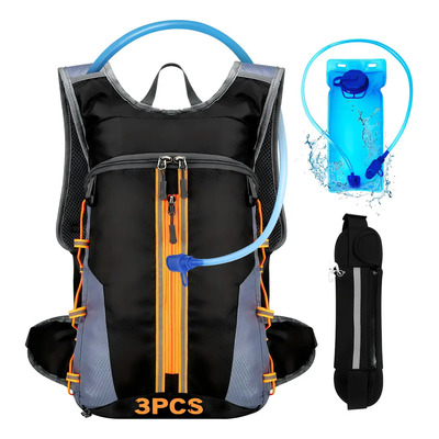 Nuhexry Mochila De Ciclismo De Viaje De Capacidad Extra Grande + Bolsa De Agua De 2 Litros Con Pajita + Riñonera De Ciclismo Adecuada Para Viajes De Aventura De Camping Al Aire Libre (naranja)