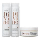 Kit Divine Braé Trio Shampo, Cond 250ml + Máscara 200g