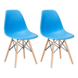 Kit 2 Cadeiras Charles Eames Wood Eiffel Dsw  Estrutura Da Cadeira Azul-céu