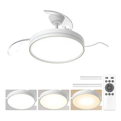 Ventilador de Teto FANSVENTO com Luz LED, Controle Remoto e 6 Velocidades, Silencioso, Branco | Parcelamento sem juros