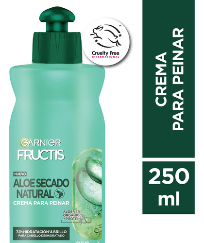 Garnier Fructis Crema Para Peinar Aloe Secado Natural Hidratación 250 Ml