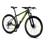 Bicicleta Aro 29 Krw Alumínio 24 Vel Freio A Disco Suspensão Dianteira X42 Cor Preto/verde Tamanho Do Quadro 15.5