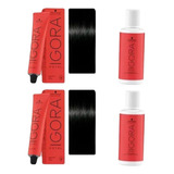 Kit 2tintura Igora Roya 1-0 + 2 Oxidantes 60ml Schwarzkopf