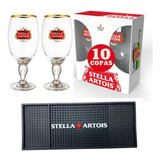 10 Copas De Cerveza Stella Artois + Secavasos Beermat Regalo