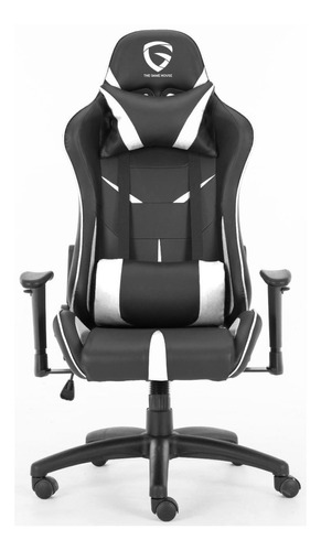 Silla De Escritorio The Game House Nova D-328 Gamer Ergonómica  Negra Y Blanca Con Tapizado De Cuero Sintético