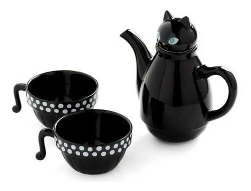 Set Tetera Gato Infusor + 2 Tazas Mug Gatos 