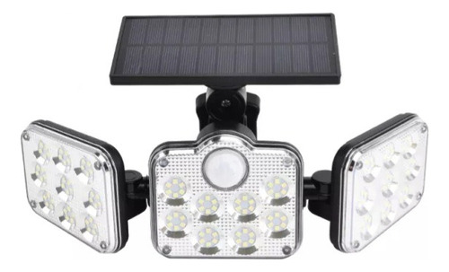 Foco Led Solar 3 Cabezas Giratorias Sensor Movimiento Y Fijo