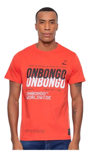 Camiseta Masculina Onbongo Wynwood Laranja Paprika D878a