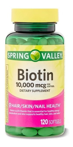 Biotina 10.000 Mcg Spring Valley® - 120 Capsulas - Eua