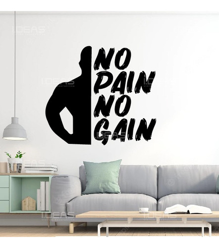 Vinil Decorativo Gimnasio No Pain No Gain Deporte Pegatina 