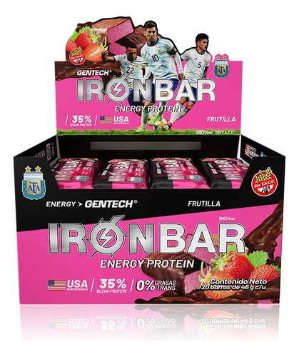 Gentech Iron Bar Caja X 20 U Barras Proteicas  Nutricion