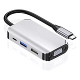 Adaptador Usb Tipo C 4 En 1 Usb 3.0 - Hdmi - Vga - Tipo C