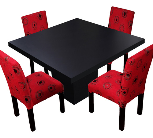 Juego Comedor Mesa Db 110x110 4 Sillas Chenille