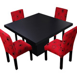 Juego Comedor Mesa Db 110x110 4 Sillas Chenille