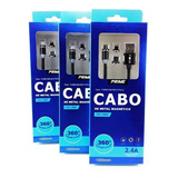 Cabo Conectores V8 iPhone E Type C Prime Magnético 360 Inova