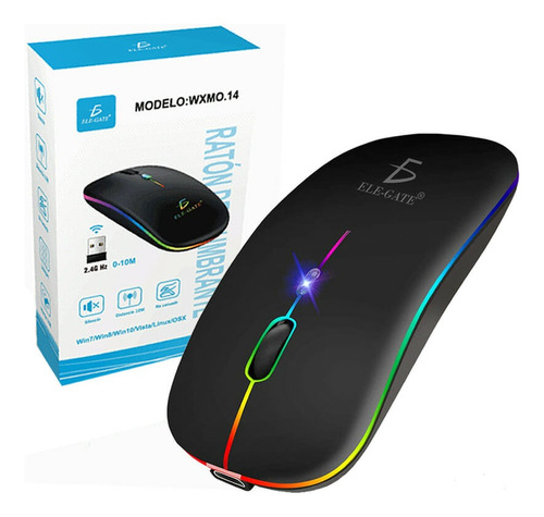 Mouse Recargable Inalámbrico Con Luz Rgb Y Frecuencia 2.4g 