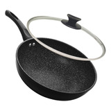 Frigideira Indução Antiaderente Granilite Wok 28cm Com Tampa