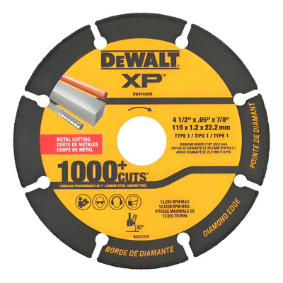 Disco De Diamante Pa Corte Metal De 4 1\u002F2 Xr Dewalt Dw47450m Amarillo | Envío gratis