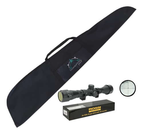 Capa Carabina Espingarda Alça Mão Preta 125cm + Luneta 4x32