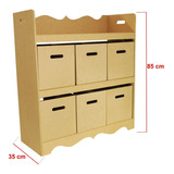 Organizador C/ 6 Divisorias Caxia C/ Alça Brinquedos Mdf 9mm