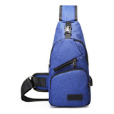 Mochila Para Hombre Mariconera Pechera Hombro Con Portabotella Puerto Usb Y Cable Incluido Para Carga De Dispositivos