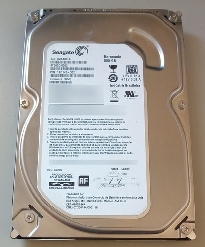 Hd Seagate Barracuda 500gb Sata3 6gb/s 7200rpm St500dm002 Interno Desktop