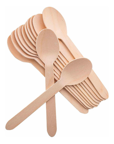 Set 100 Cucharas Madera Desechable Biodegradable Cubierto