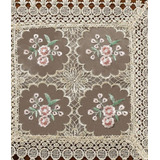 Mantel Camino De Mesa Bordado Beige Flores Rosas 40x220cm