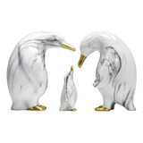 3 Estatuas Modernas De Pingüinos, Figuras De Resina, Obras
