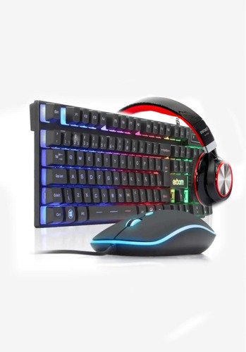 Kit Gamer Teclado, Fone Headset Mouse Com Led Exbom Infokit