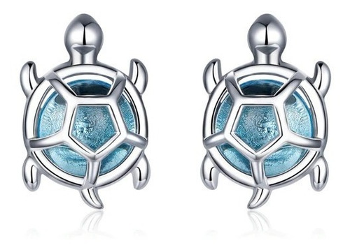 Aretes Broqueles Tortuga Plata 925 Baño De Platino Zirconia