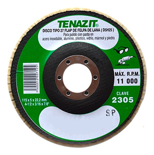 Disco De Felpa Tipo 27 4-1/2x3/16x7/8 Tenazit 2305 