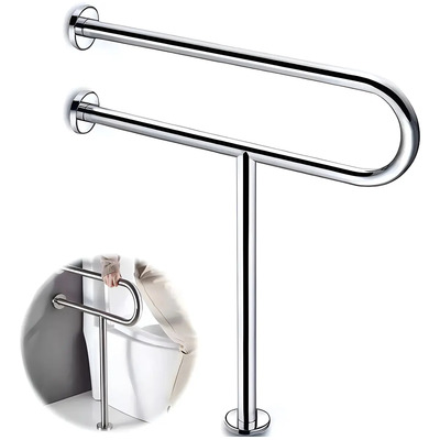 Insmart Barra De Agarre Seguridad Discapacitados Inodoro Baño Wc Plateado