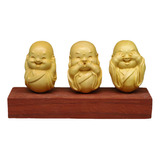 3 Estatuas De Monjes Sabios, Adornos Artesanales De Grabado