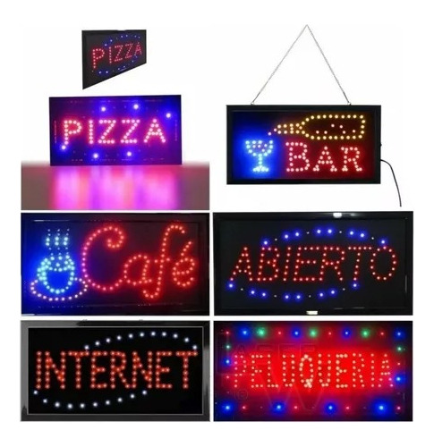 Letreros Led Luminosos Comerciales Diferentes Textos 48x25cm