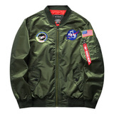 Chaqueta Corta Viento Piloto Bombardero Verde Navy Vuelo Nas