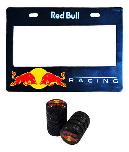 Set 1 Portaplacas Moto Redbull Racing  + 2 Tapones Aire 